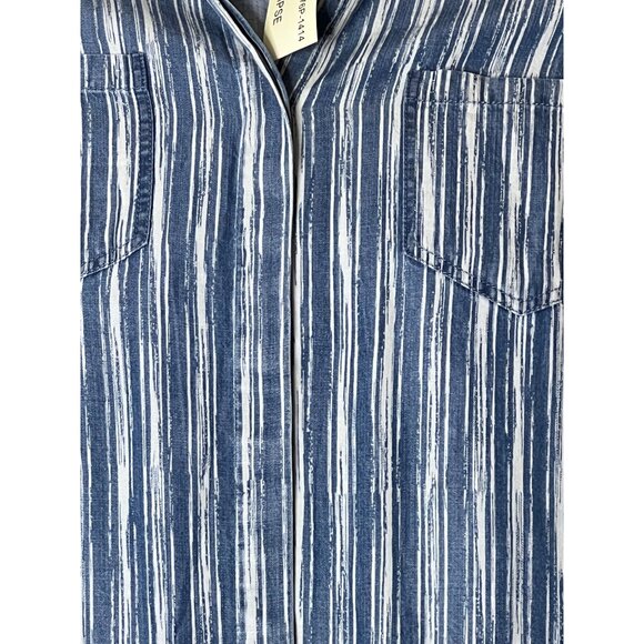 NWT Tribal Jeans Eclipse Striped Button-Up Shirt BUTTON BACK Size L Lyocell - Picture 4 of 12
